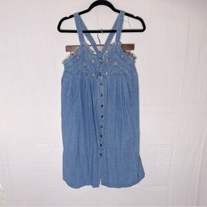 Vintage Embroidered Med Wash Denim Sun Dress M